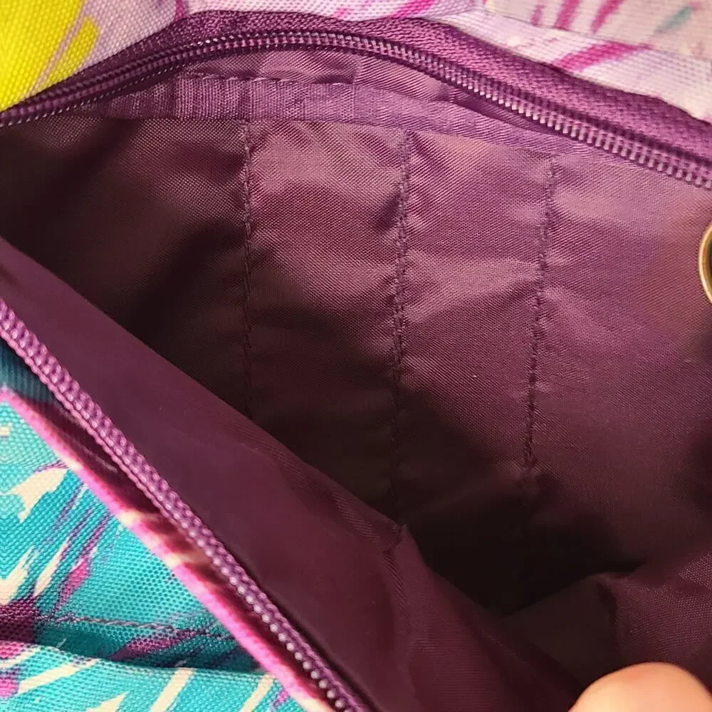 Puma Procat Backpack Purple Multi Color Zip Drawstring Adjustable Straps Pockets